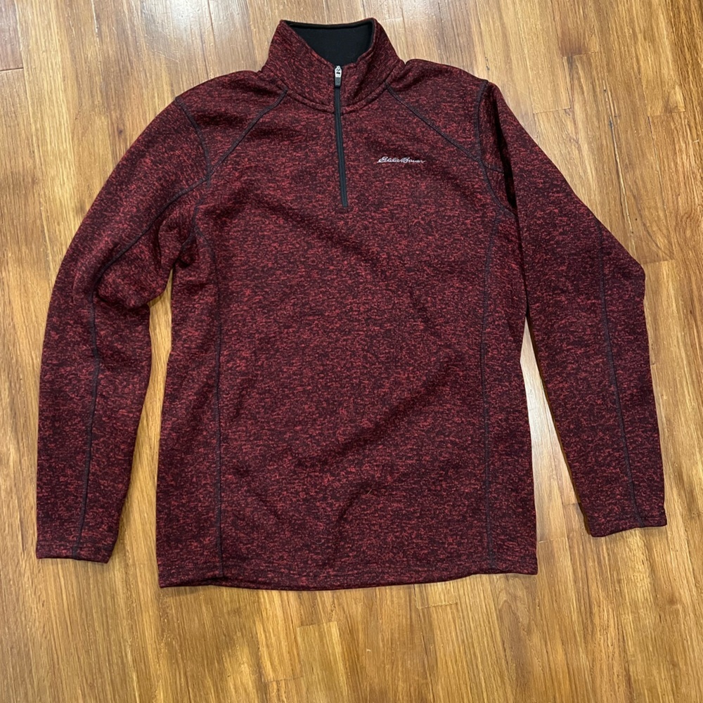 Eddie Bauer Hearhered Burgundy Quarter-zip - size TL